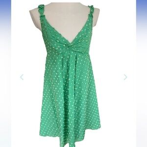 Nine West raised polkadot green babydoll dress size 14